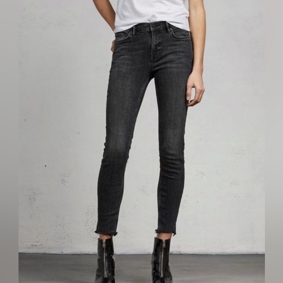 All Saints Denim - Women's Black Jeans All Saint allsaint grace size 28 skinny raw hem